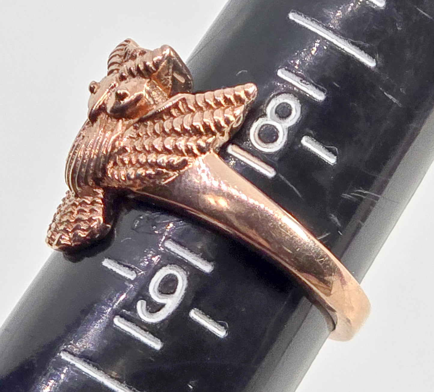 Owl Rose Gold Plated flying owl sterling silver thick ring band size 8.5