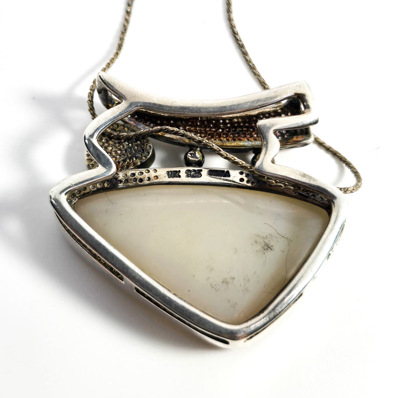 Whitney Kelly WK spotted druzy agate star fire opal sterling silver slider necklace