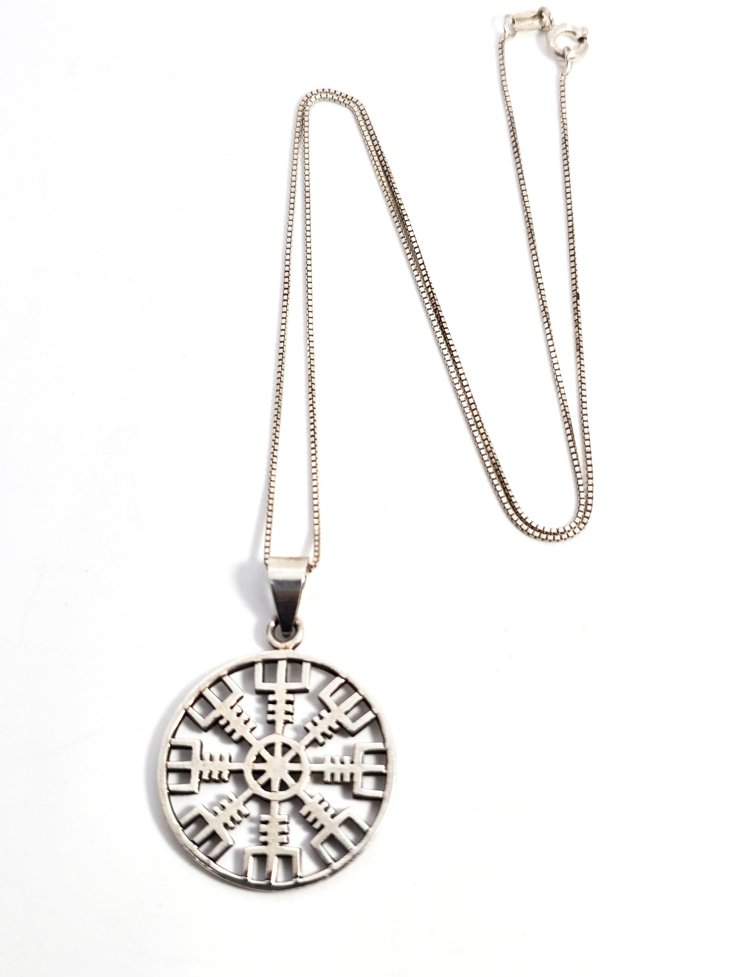 Norse Viking Helm of Awe Sterling Silver protection pendant necklace