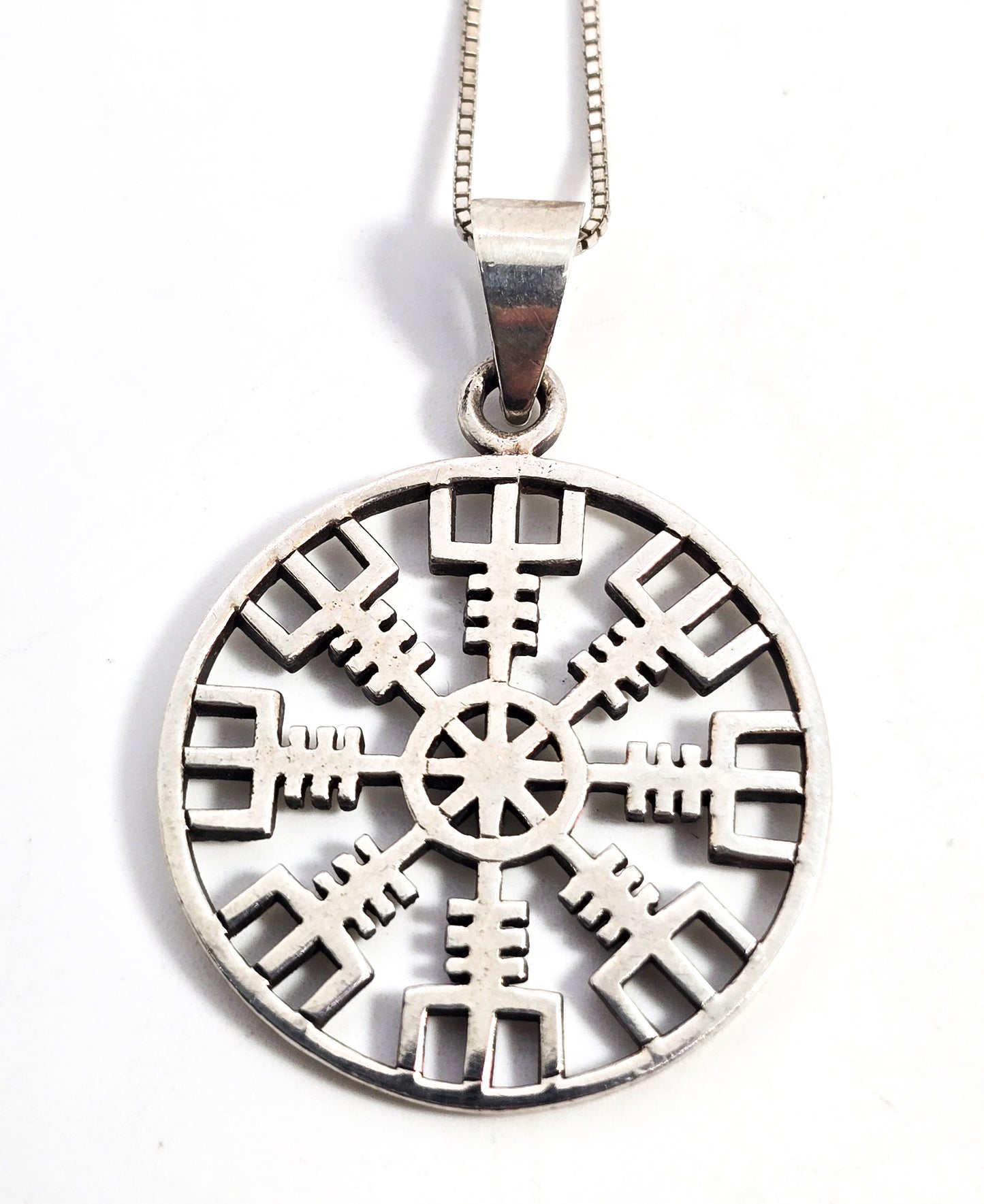 Norse Viking Helm of Awe Sterling Silver protection pendant necklace