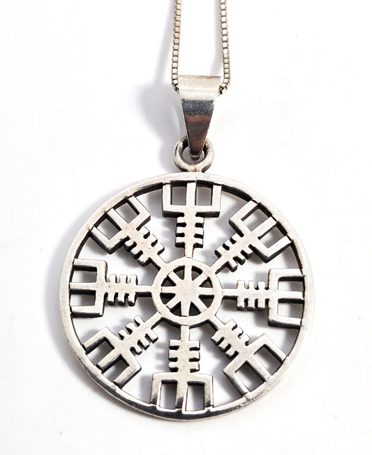 Norse Viking Helm of Awe Sterling Silver protection pendant necklace