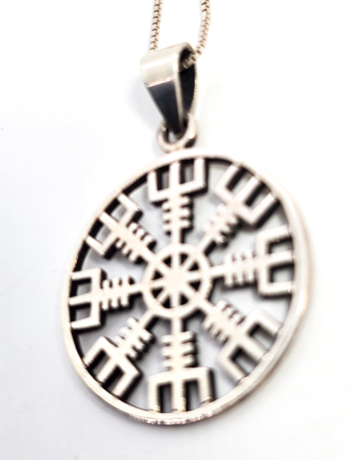 Norse Viking Helm of Awe Sterling Silver protection pendant necklace