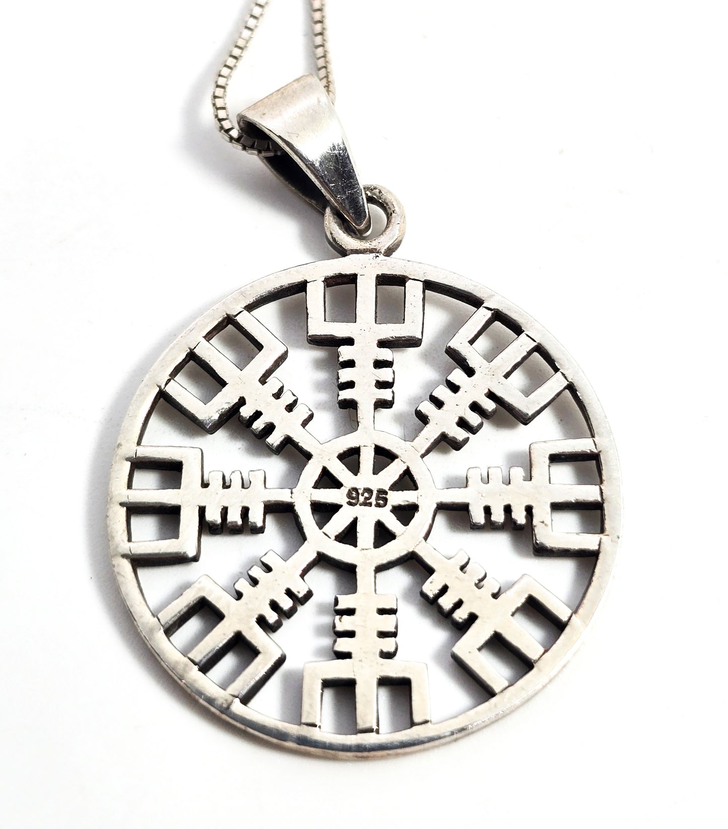 Norse Viking Helm of Awe Sterling Silver protection pendant necklace