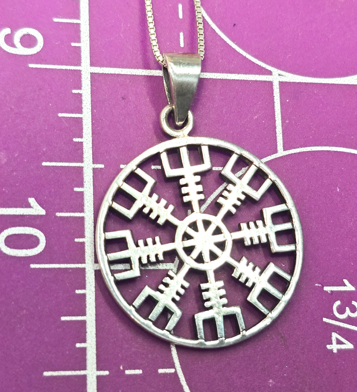 Norse Viking Helm of Awe Sterling Silver protection pendant necklace