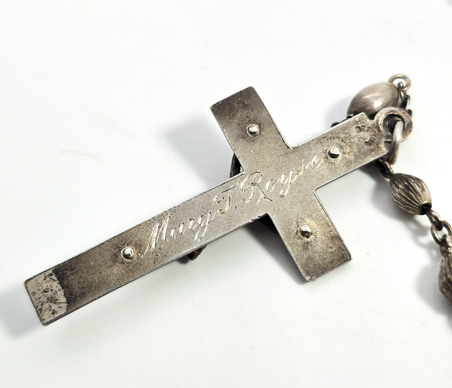 Catholic Rosary Sterling silver beaded Crucifix vintage rosary Mary J Royse