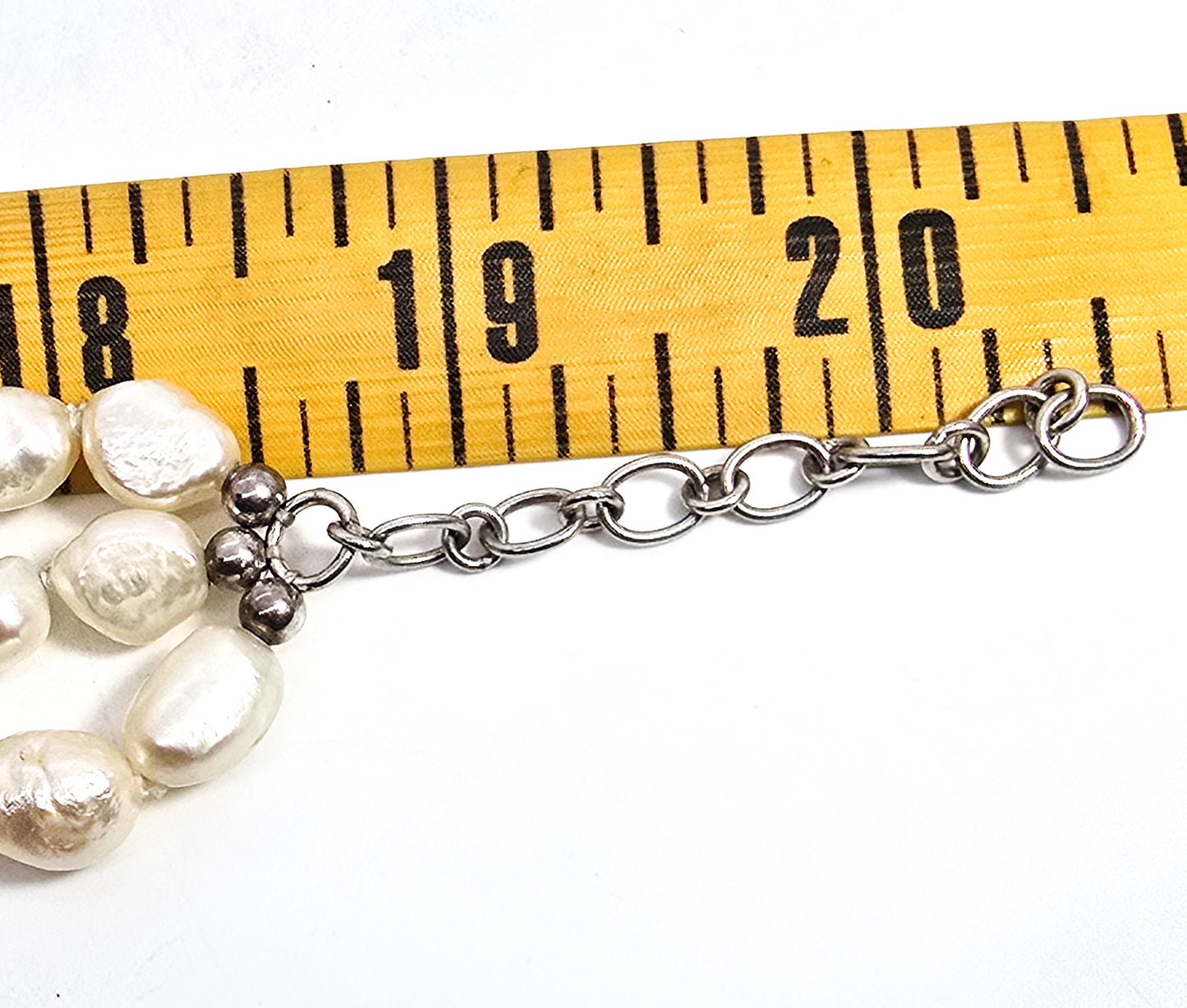 Mother of Pearl carved moth BJ pearl opalite three strand beaded sterling silver necklace