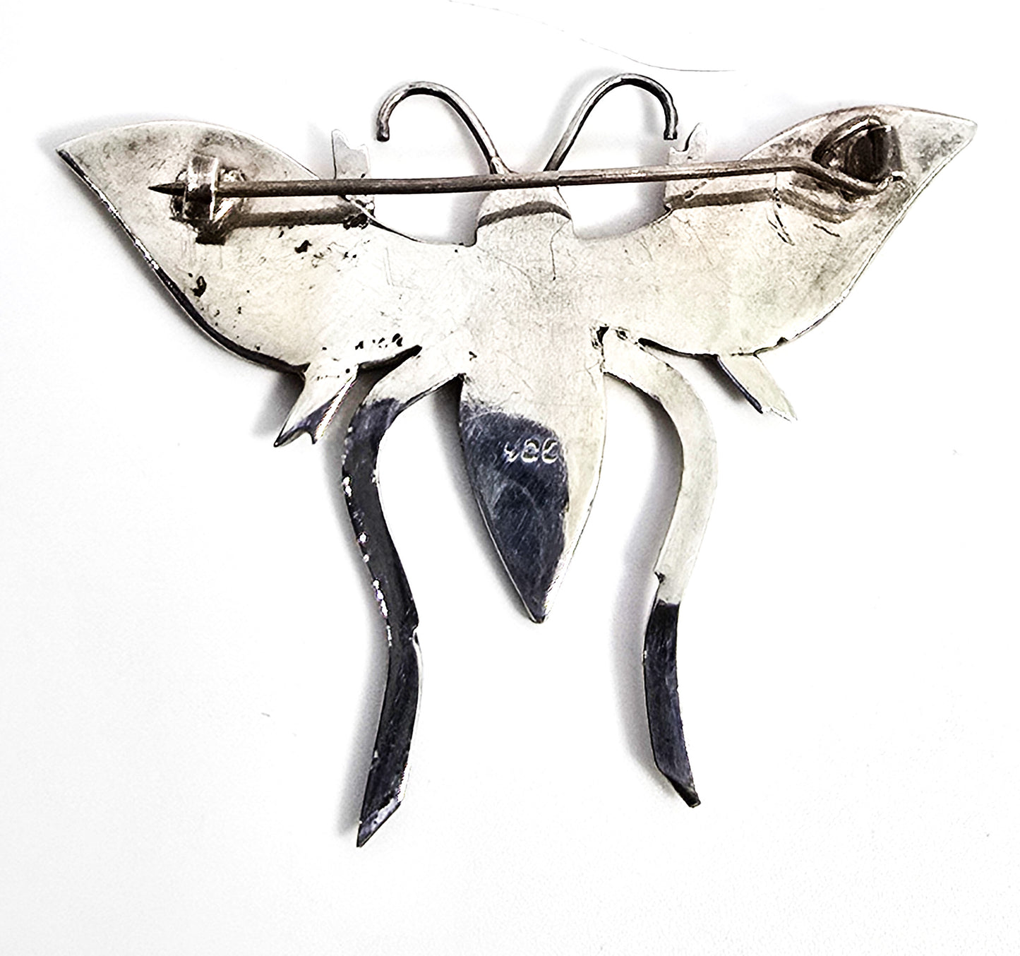 Bee Abalone Paua shell and black onyx inlay vintage sterling silver brooch B