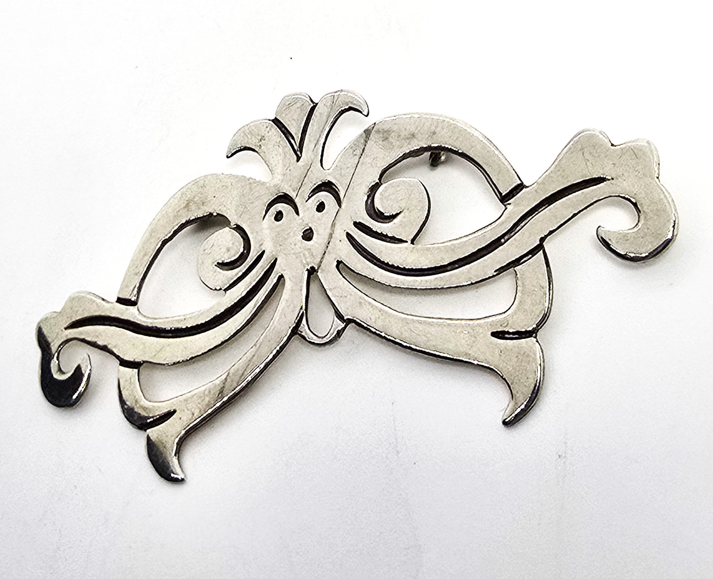 Mayan Hencho en Mexico sterling silver vintage mask brooch 925
