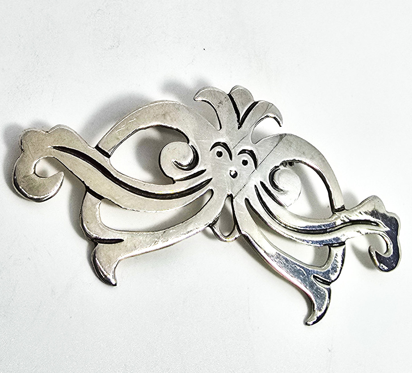 Mayan Hencho en Mexico sterling silver vintage mask brooch 925