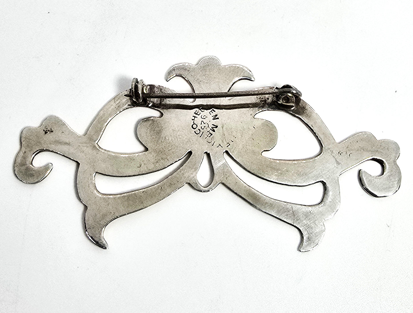 Mayan Hencho en Mexico sterling silver vintage mask brooch 925