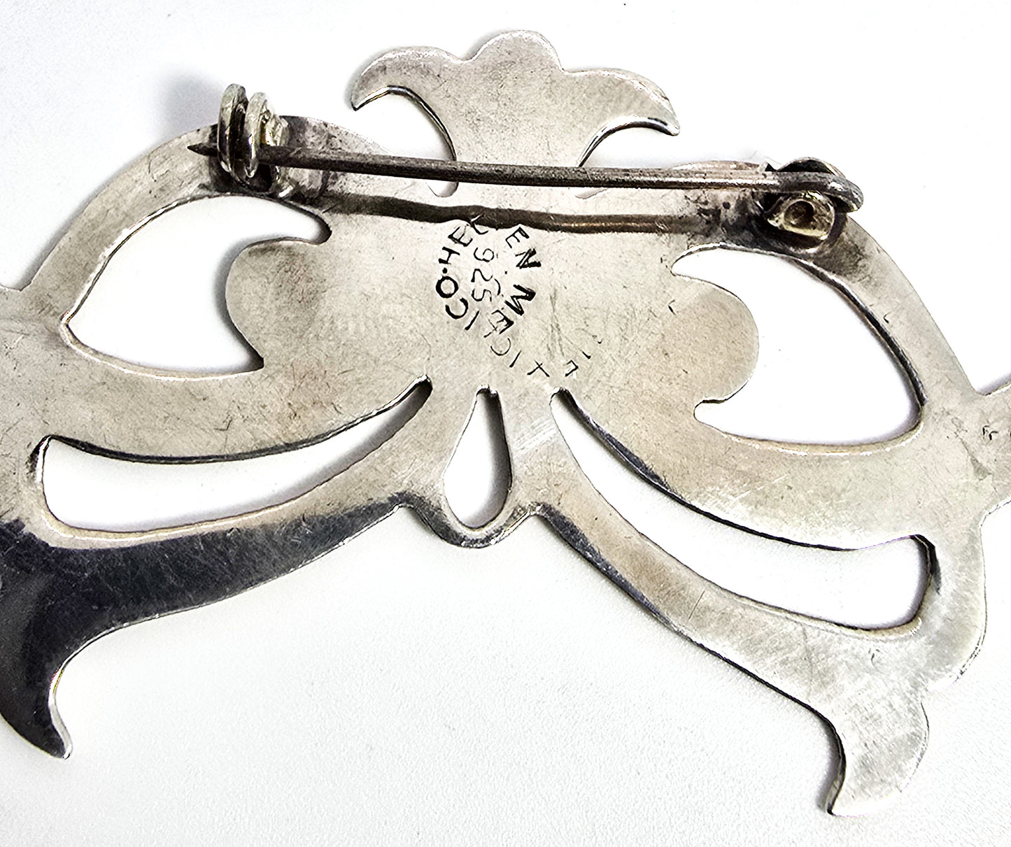Mayan Hencho en Mexico sterling silver vintage mask brooch 925