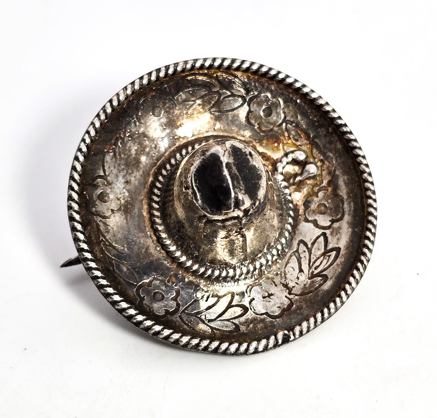 JCBR Sombrero Mexican hat Taxco Mexico vintage sterling silver brooch