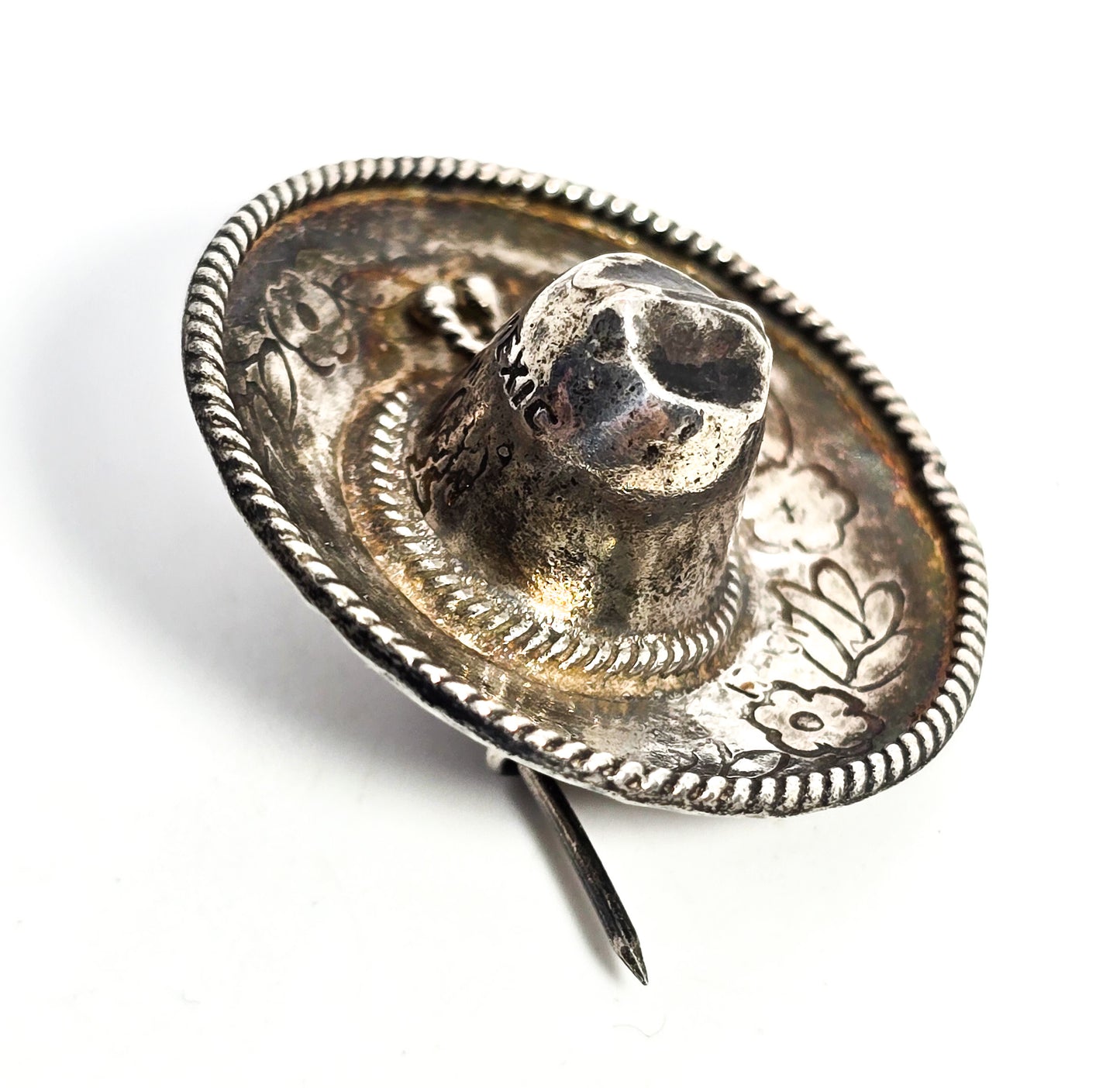 JCBR Sombrero Mexican hat Taxco Mexico vintage sterling silver brooch