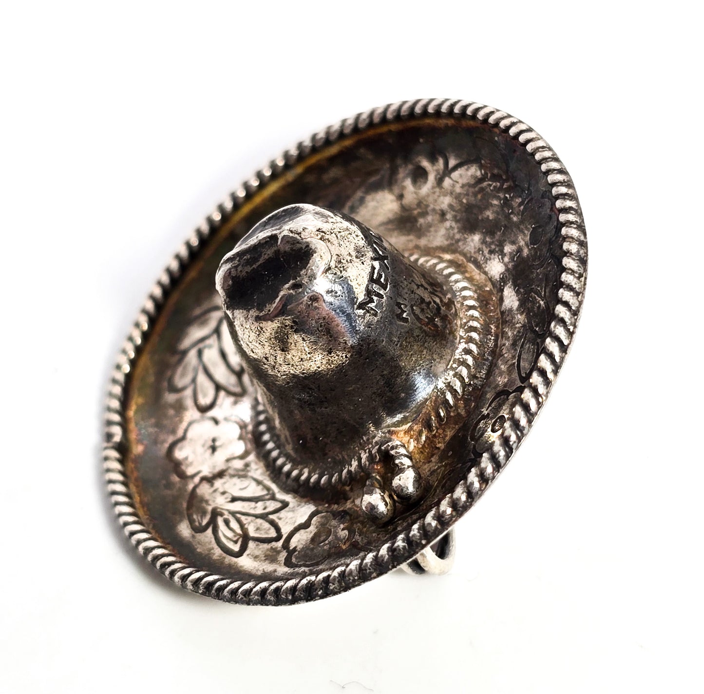 JCBR Sombrero Mexican hat Taxco Mexico vintage sterling silver brooch
