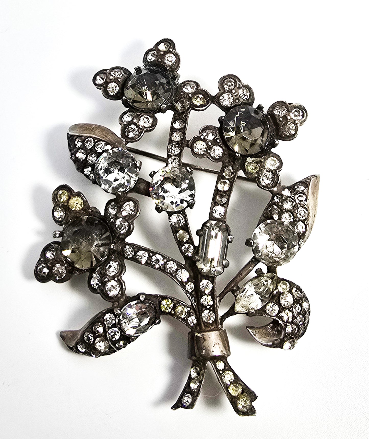 Eisenberg Original Art Deco early signed antique sterling silver large flower brooch