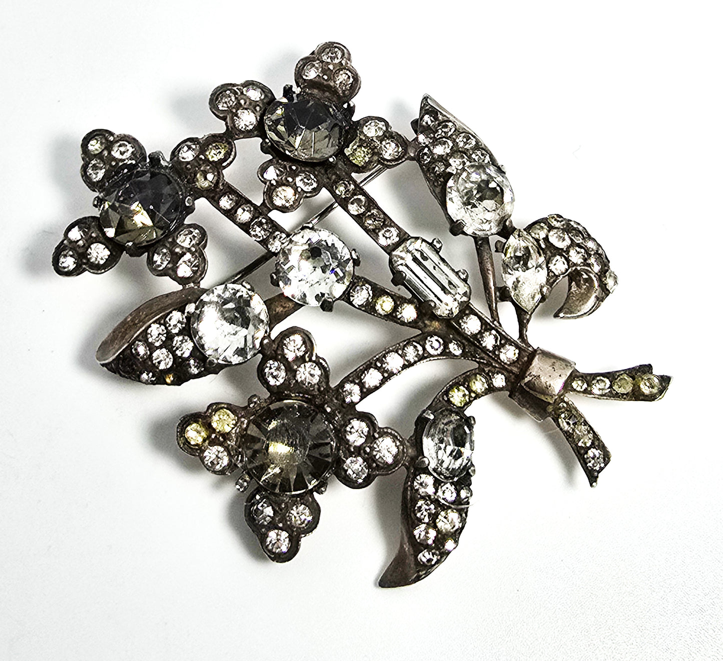 Eisenberg Original Art Deco early signed antique sterling silver large flower brooch