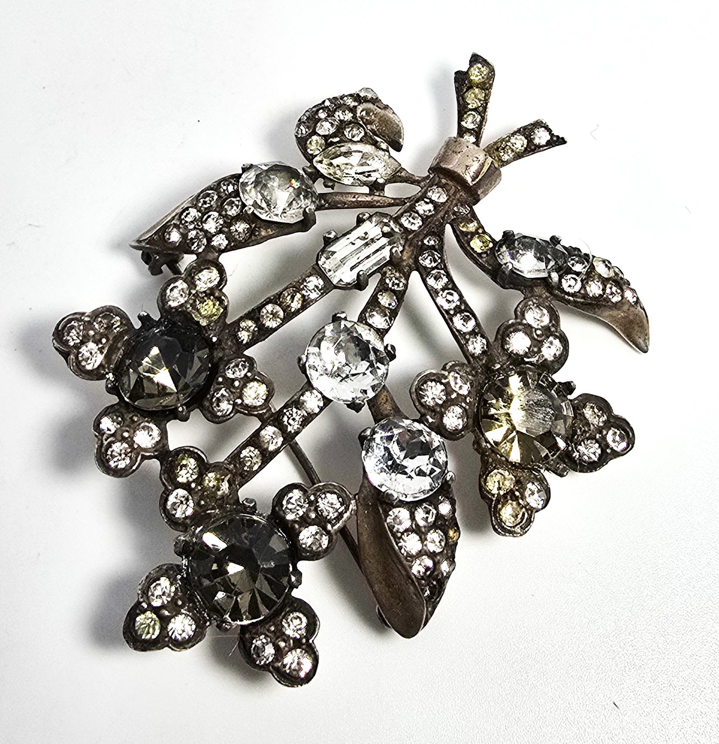 Eisenberg Original Art Deco early signed antique sterling silver large flower brooch