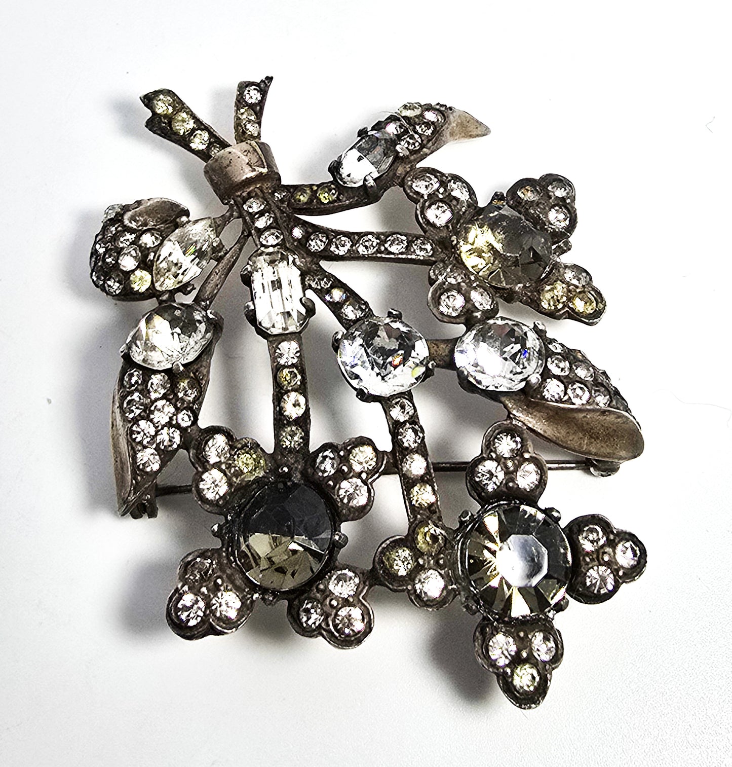 Eisenberg Original Art Deco early signed antique sterling silver large flower brooch