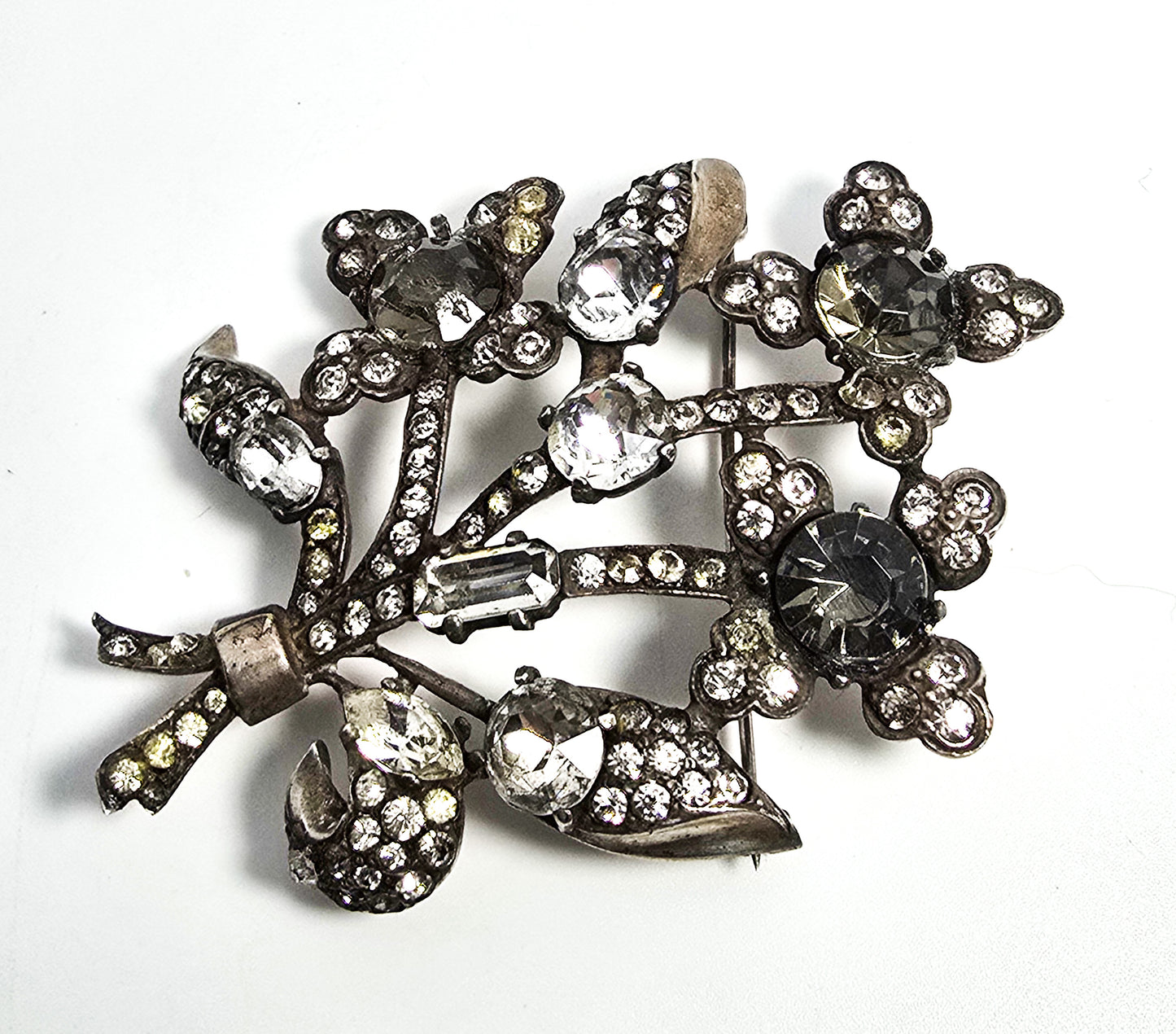Eisenberg Original Art Deco early signed antique sterling silver large flower brooch