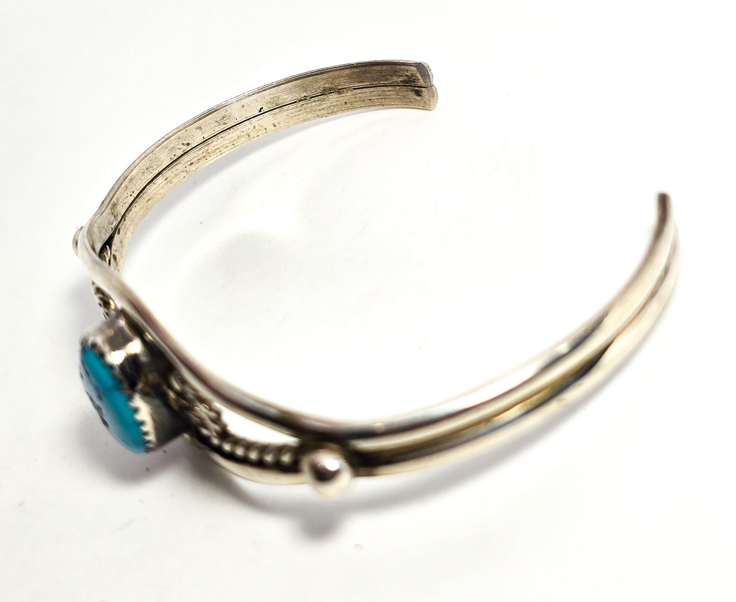 Navajo Native American Turquoise sterling silver twisted rope vintage cuff bracelet