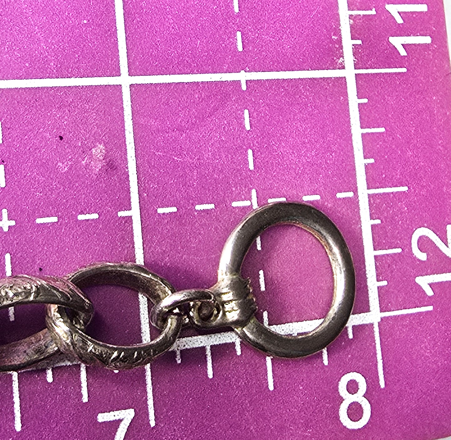 Vintage Art Deco style Embossed large link silver toned toggle clasp bracelet
