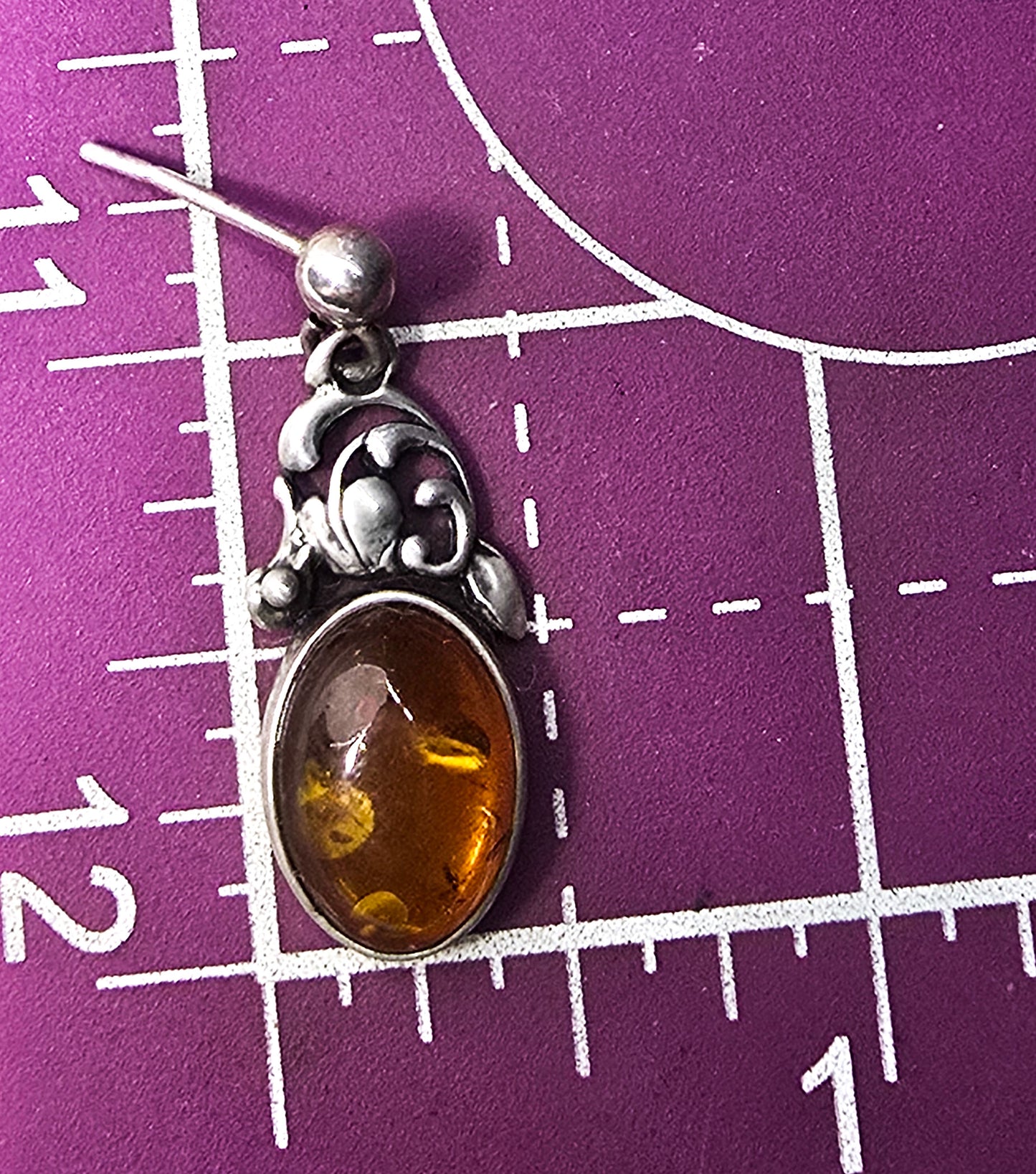 Baltic amber vintage sterling silver ivy forest cottage core drop post earrings