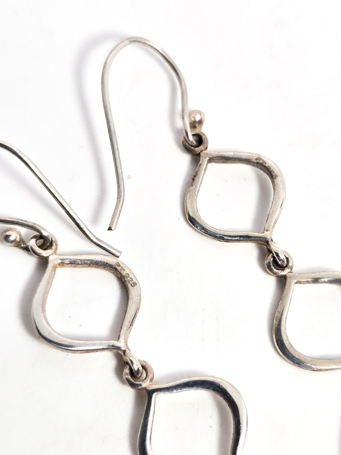 PT Dendritic opal drop articulated pear cut sterling silver drop earrings