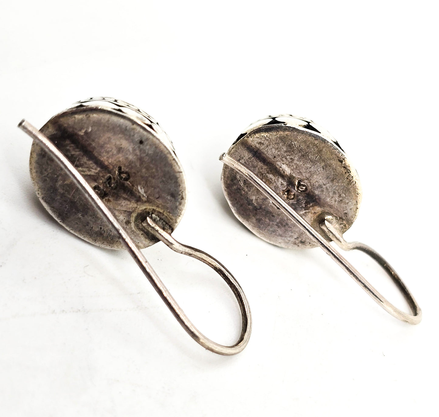 Black onyx Bali Balinese tribal thick dot sterling silver vintage earrings