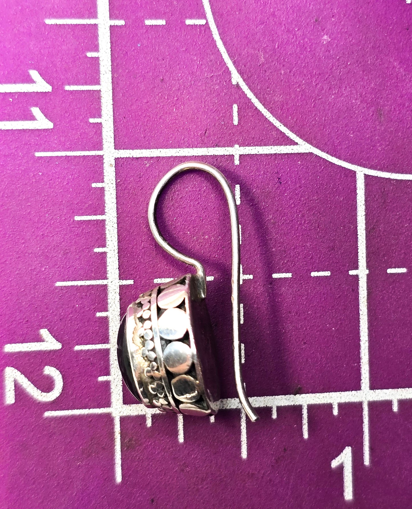 Black onyx Bali Balinese tribal thick dot sterling silver vintage earrings