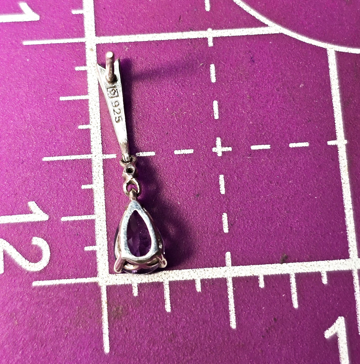 Amethyst pear cut purple gemstone elegant drop dainty sterling silver earrings