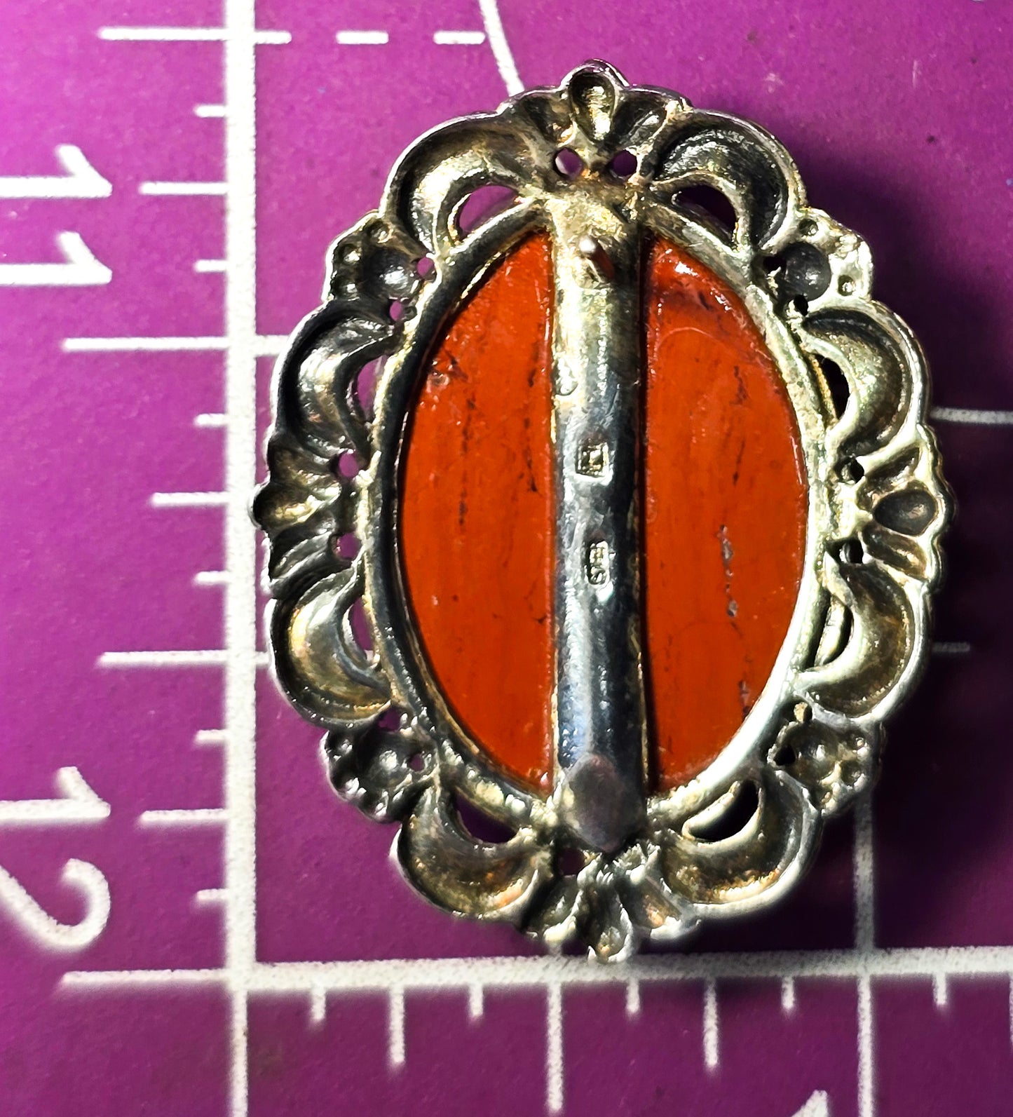 Red Jasper sterling silver large signed designer sterling silver post earrings