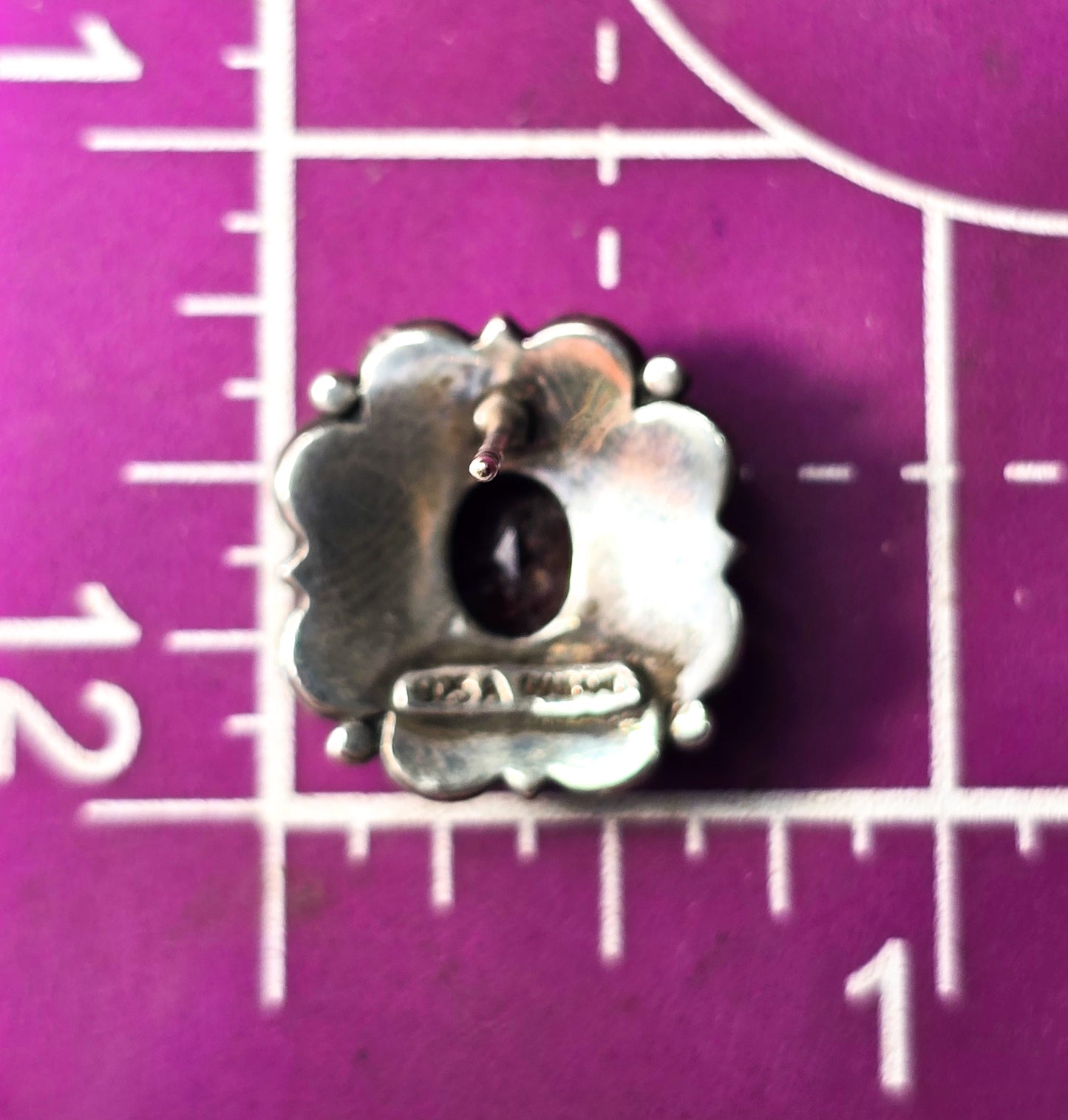 Red Garnet and Marcasite Art Deco style sterling silver post vintage earrings