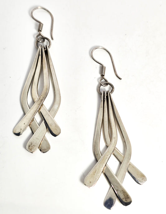 Mexico abstract drop vintage sterling silver layered puzzle earrings