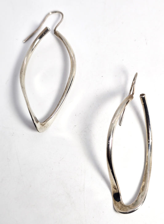 Modernist hoop thick hoop retro vintage sterling silver earrings