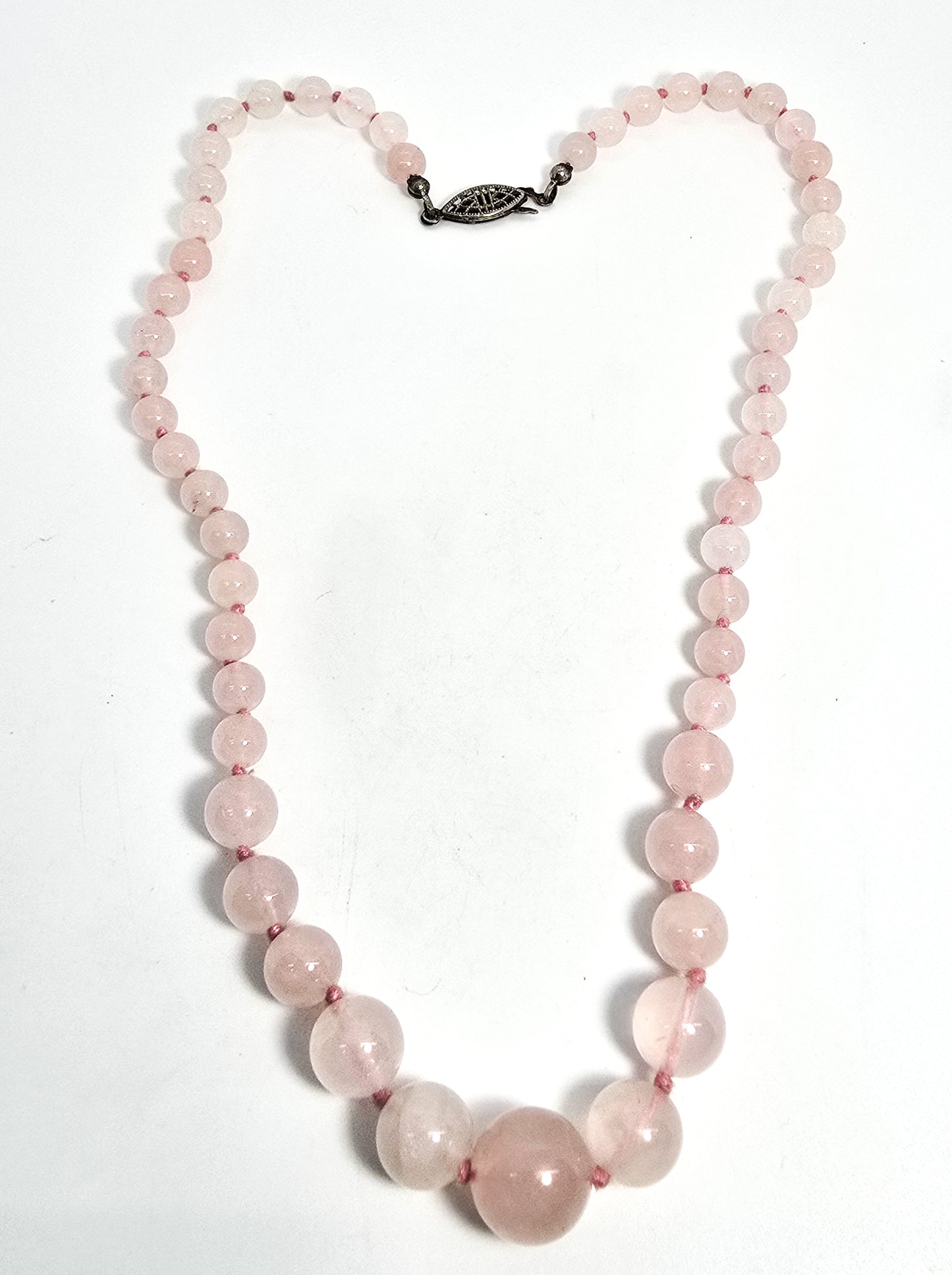 Rose quartz natural pink gemstone graduated beaded 18 inch necklace