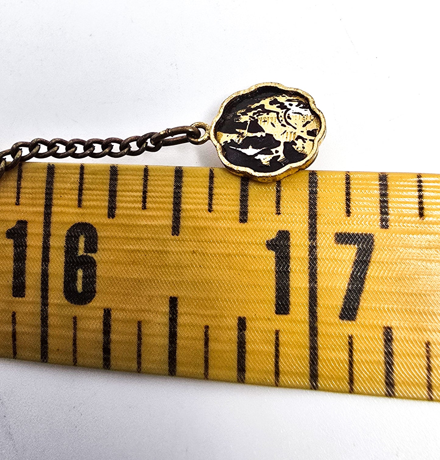 Japanese Damascene fan necklace Amita jewelry Mount Fuji Vintage necklace