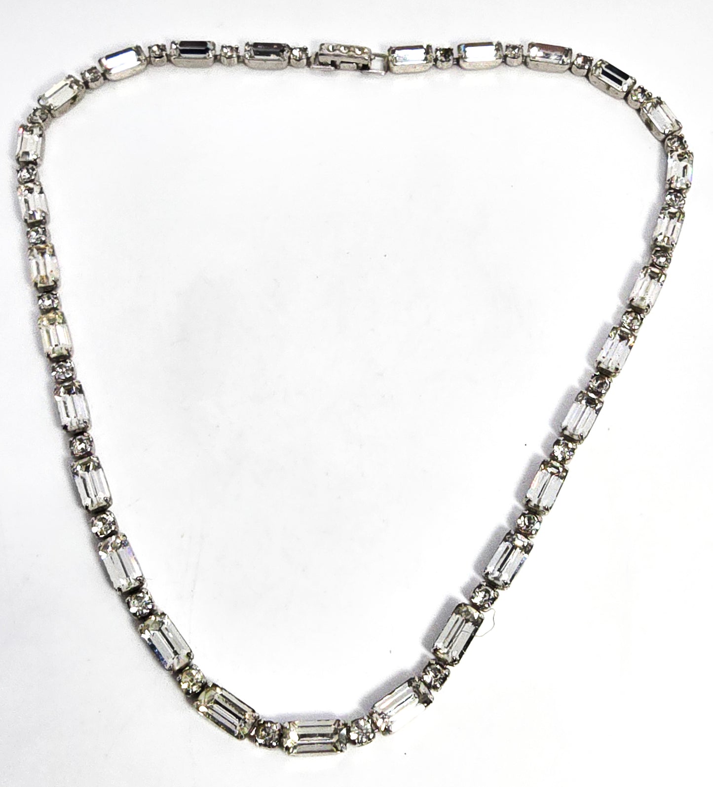 Kramer NY Clear baguette rhinestone vintage mid century choker necklace