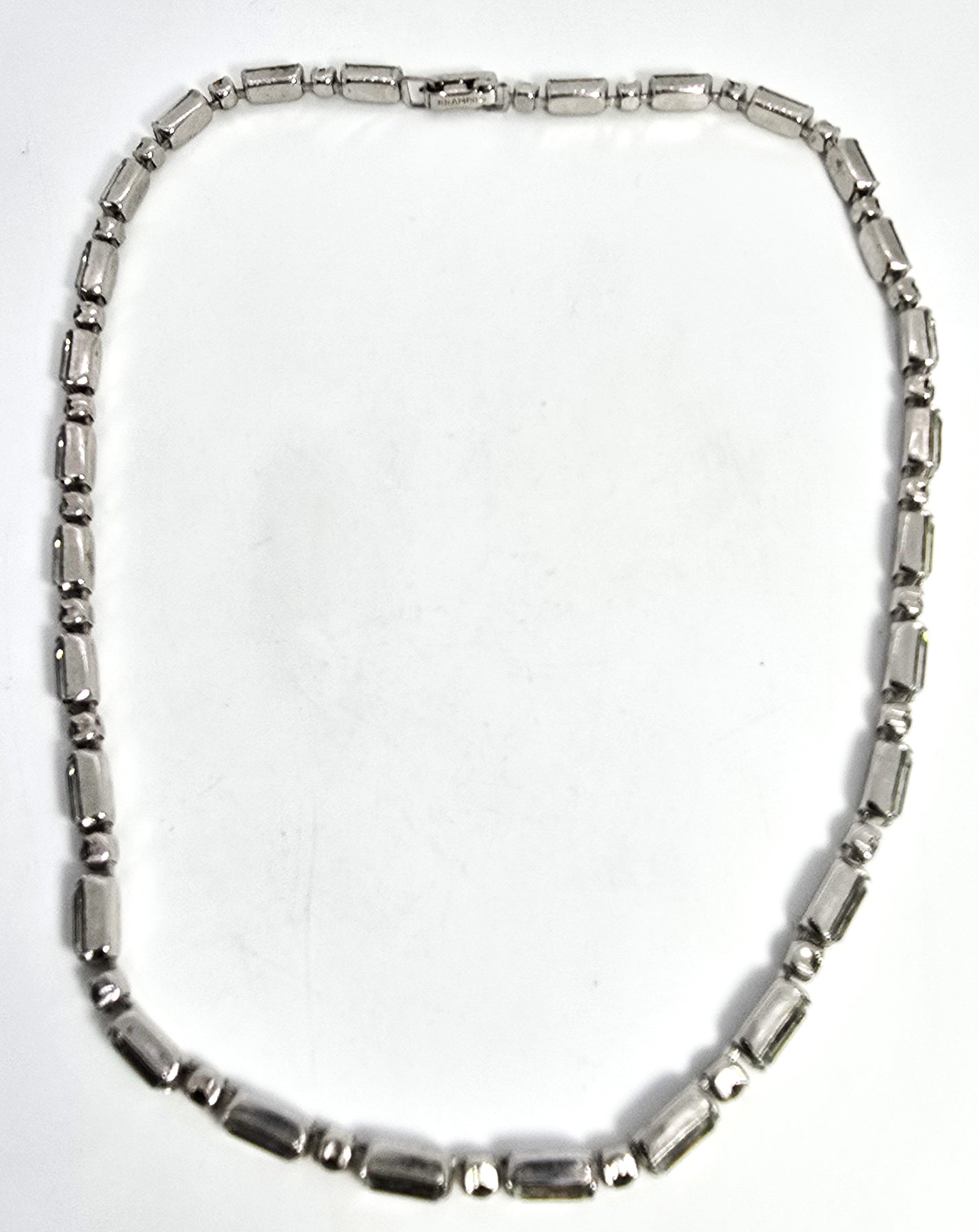 Kramer NY Clear baguette rhinestone vintage mid century choker necklace