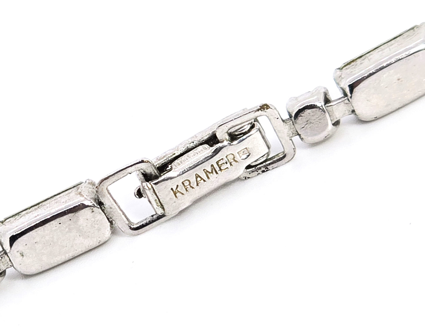 Kramer NY Clear baguette rhinestone vintage mid century choker necklace