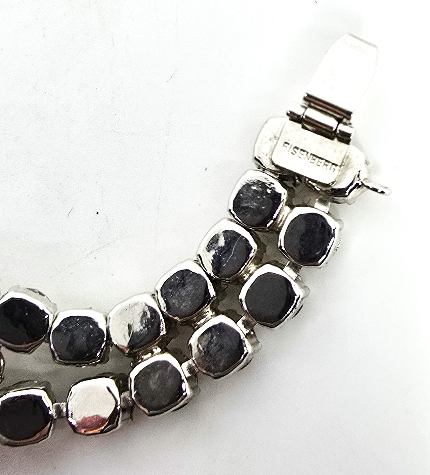Eisenberg Bow signed mid century clear vintage rhinestone 3D bracelet