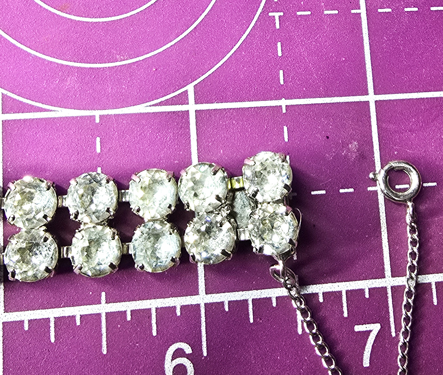 Eisenberg Bow signed mid century clear vintage rhinestone 3D bracelet