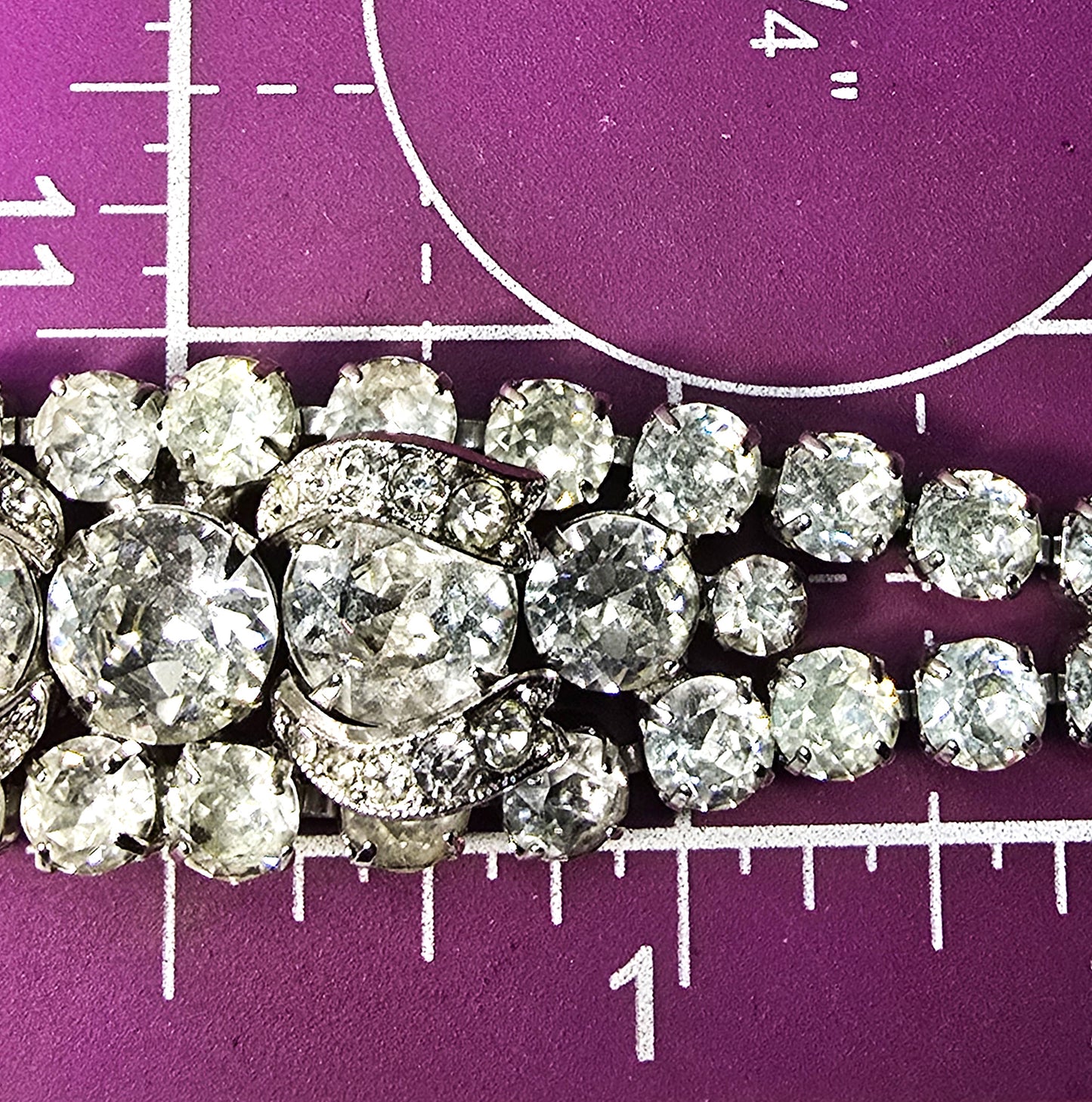Eisenberg Bow signed mid century clear vintage rhinestone 3D bracelet