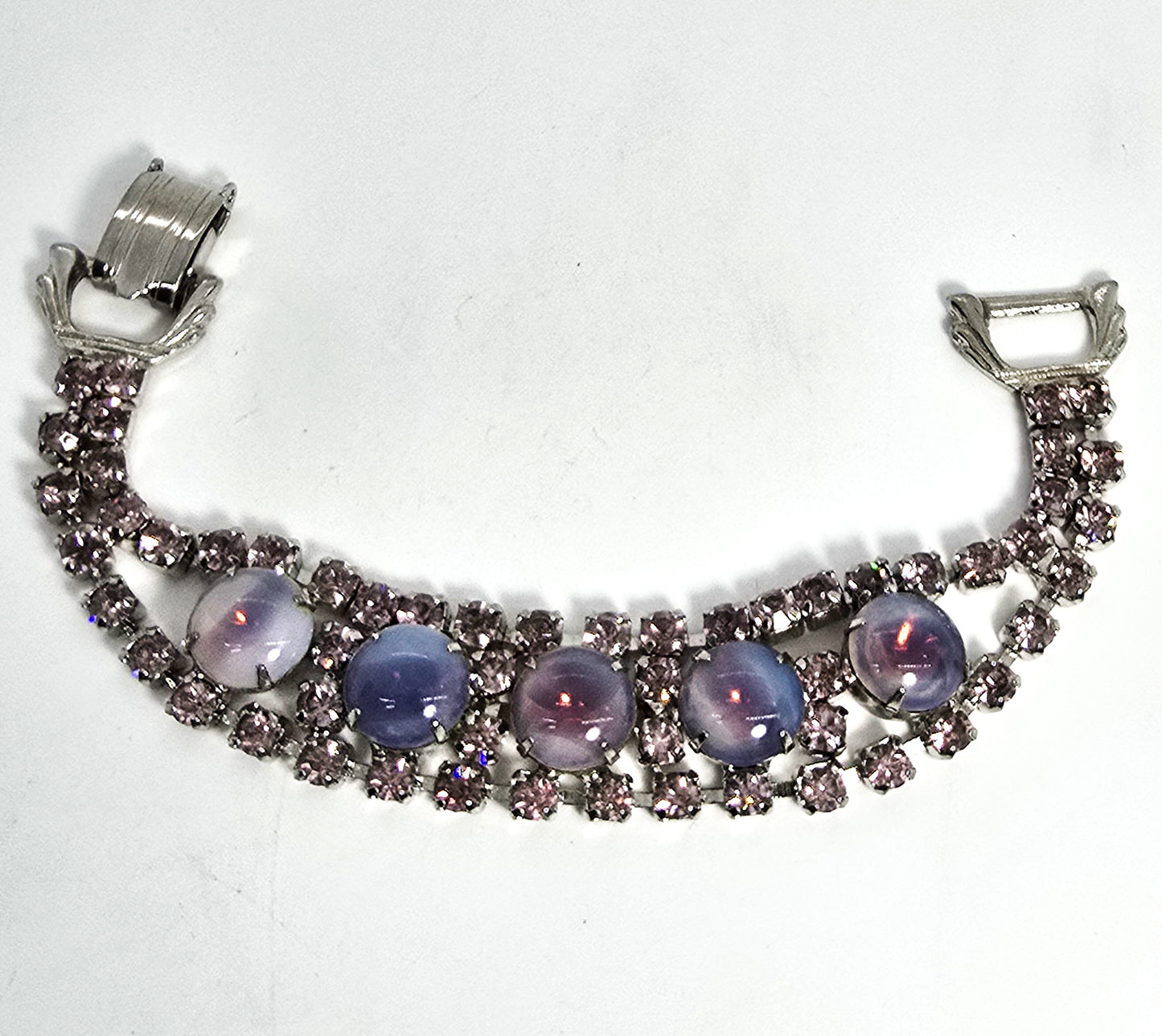 Purple and pink Givre Opalescent mid century rhinestone vintage tennis bracelet