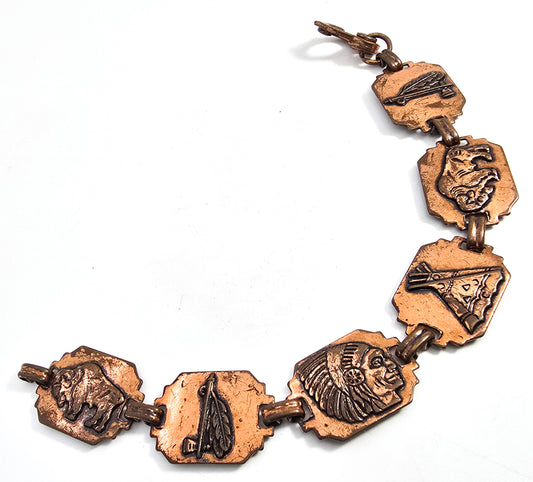 Modernist copper vintage Southwestern Native bracelet sister clasp 7 inches