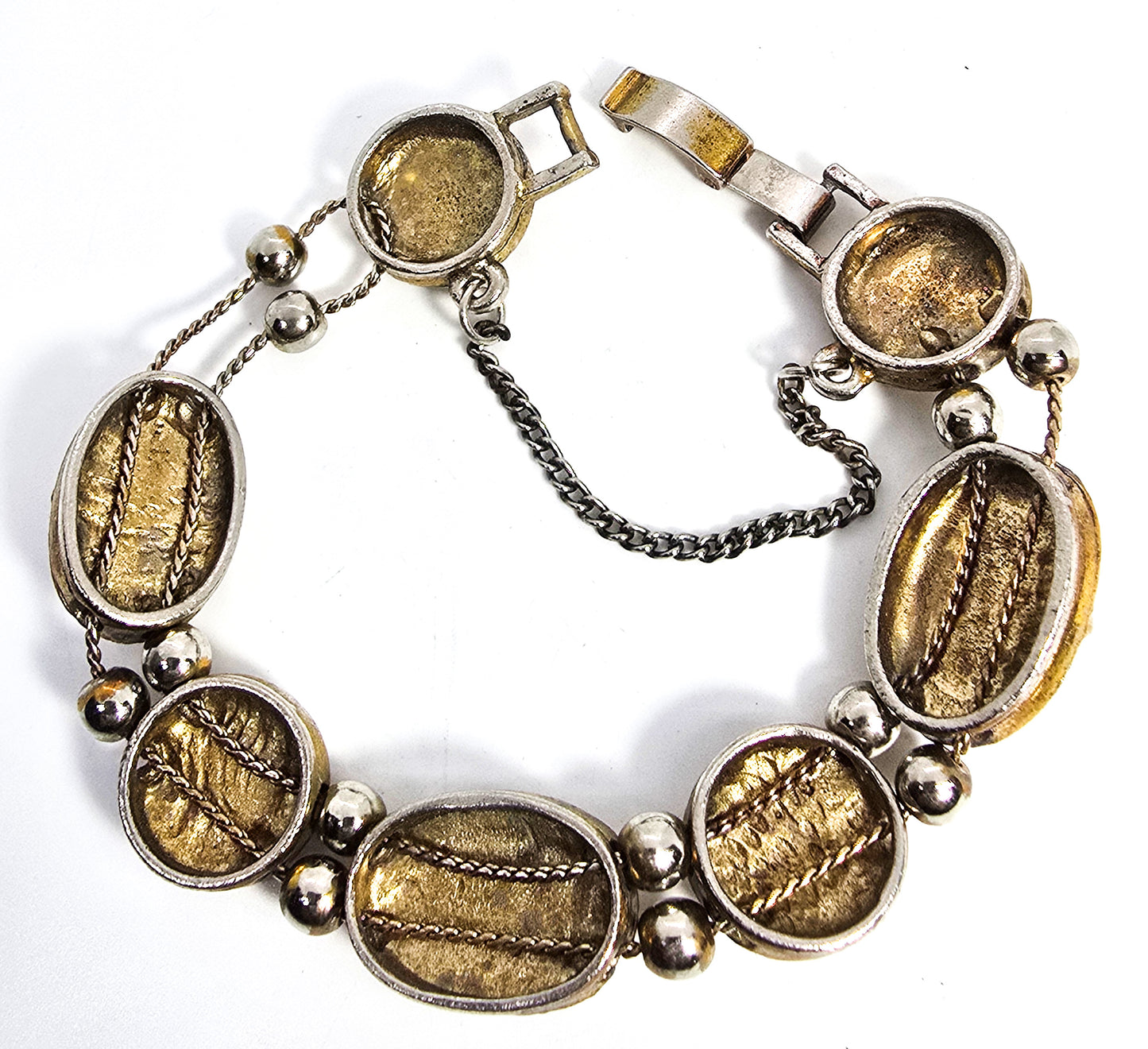 Victorian revival vintage enamel heart rhinestone slider bracelet