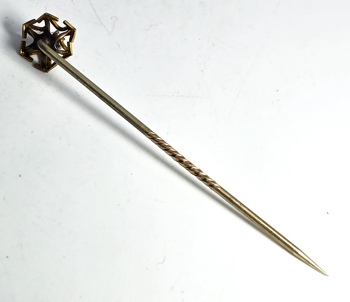 Victorian bright opal gold filled antique stick lapel pin brooch