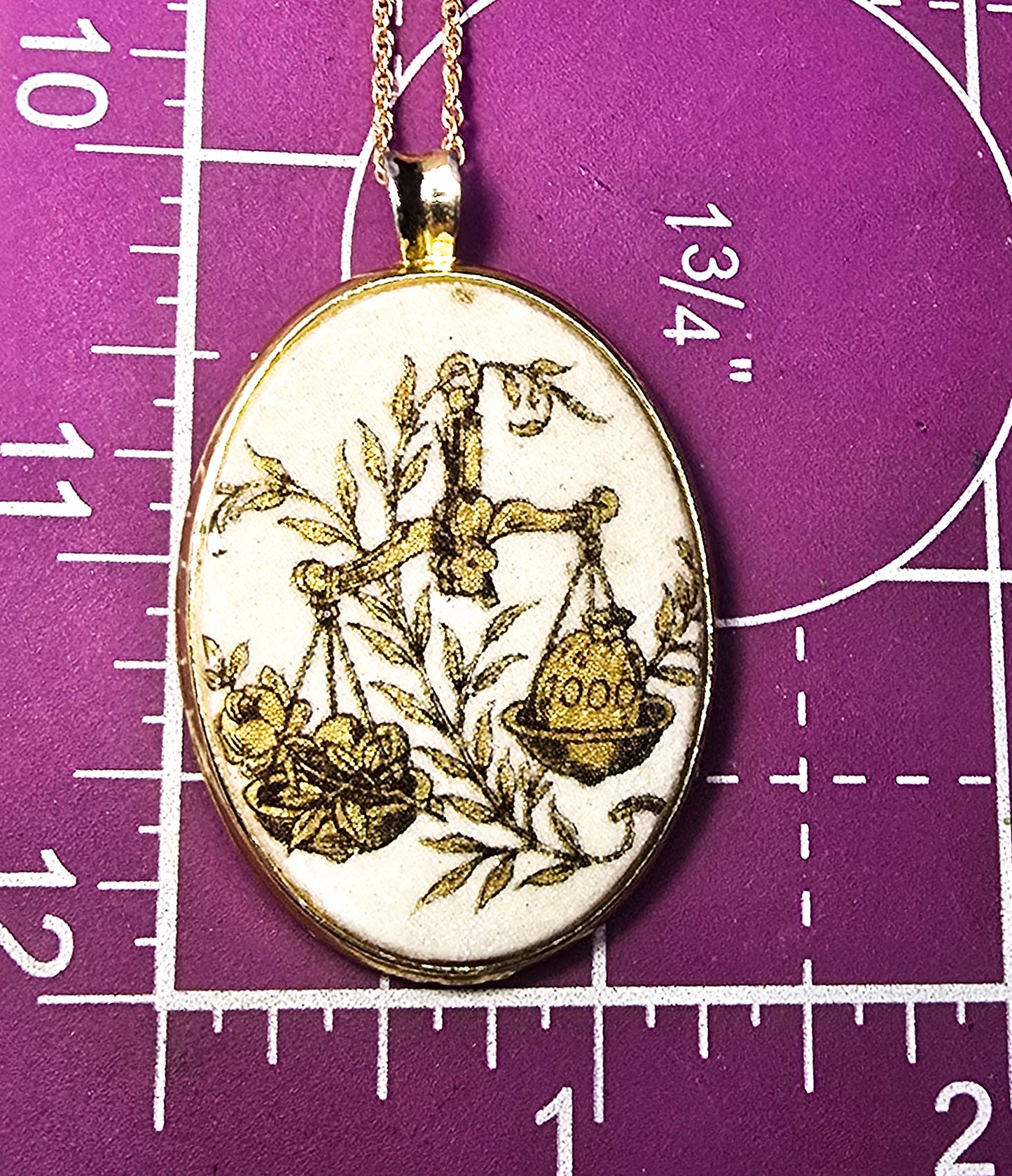 Libre Zodiac Sugared cameo Victorian revival gold toned vintage necklace