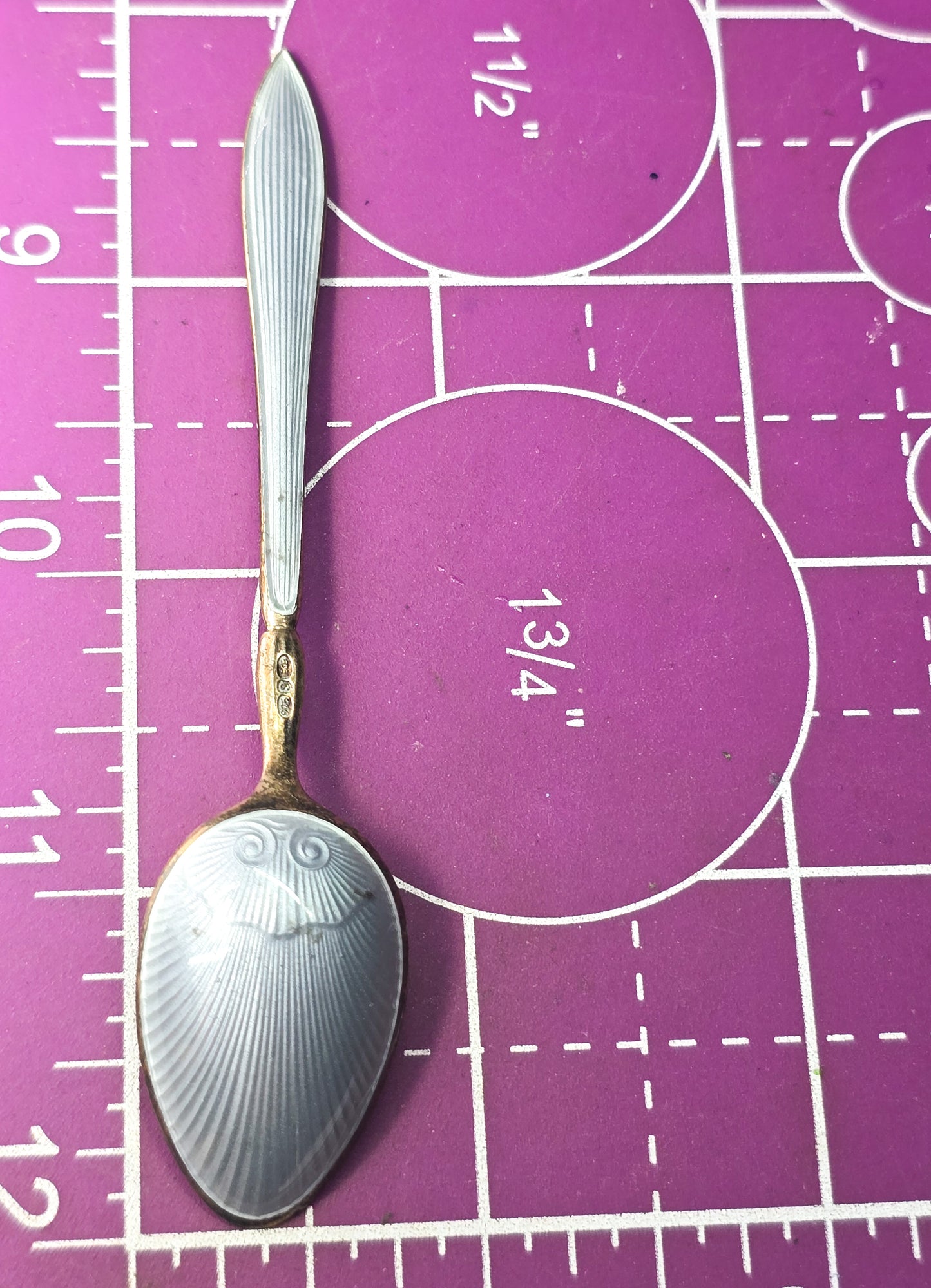 David Andersen Oslo Sterling Silver Norway signed Guilloche Enamel Spoon Blue