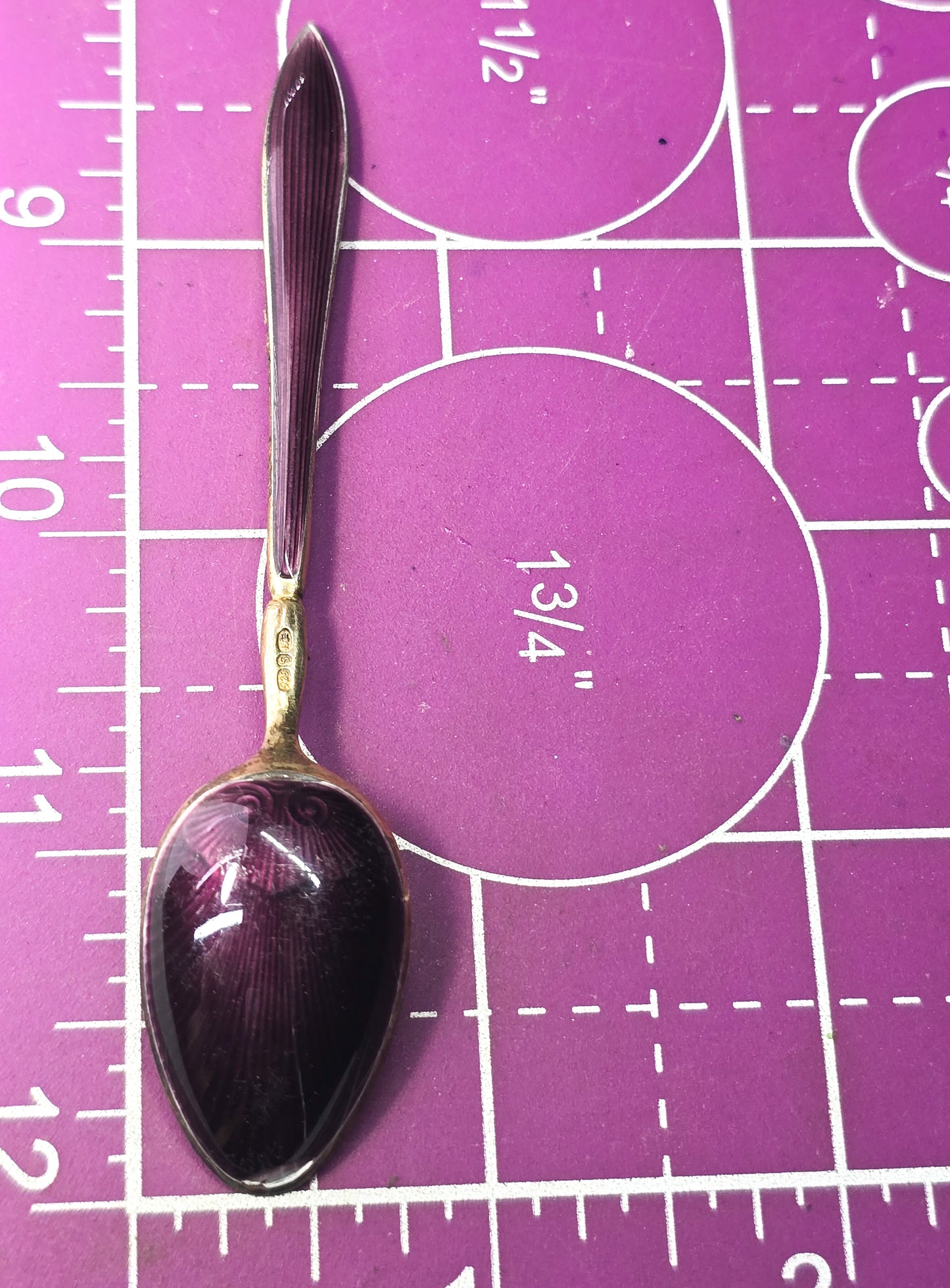 David Andersen Oslo Sterling Silver Norway signed Guilloche Enamel Spoon Purple