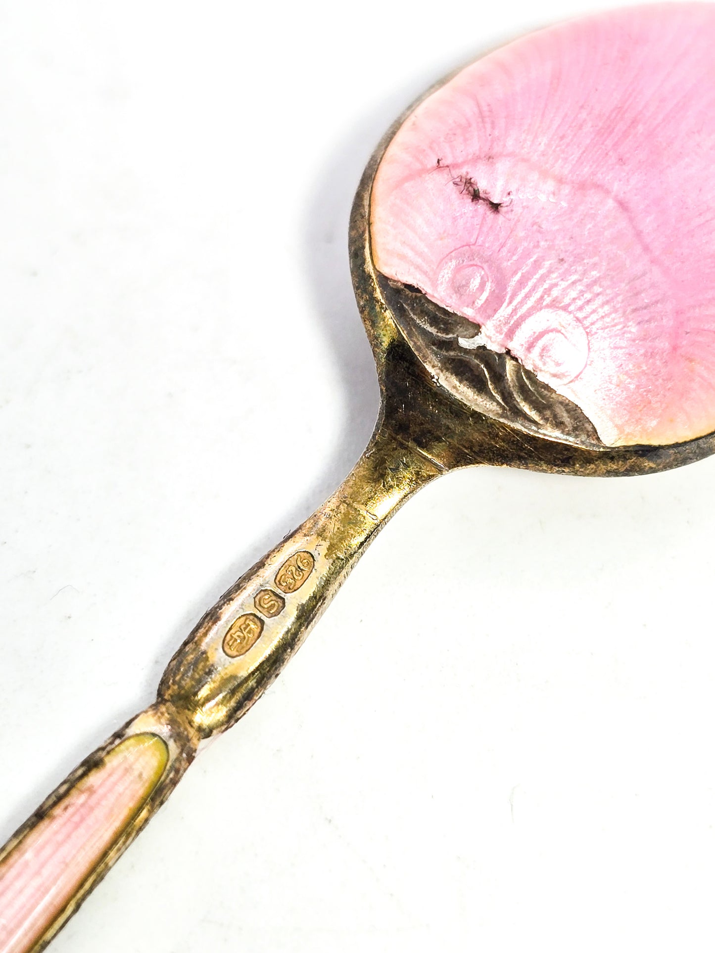 David Andersen Oslo Sterling Silver Norway signed Guilloche Enamel Spoon Pink